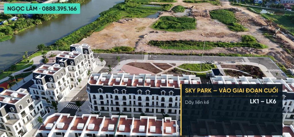 Phân khu Sky Park Hoàng Huy Green River với sáu dãy liền kề đang hoàn thiện và phần đất còn lại đang san nền